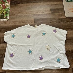 Fantastic Fawn Star Brite Sequin Star Top White Size Medium Women’s
